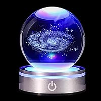 Vista 7 de Bola de cristal 3D de medusa con luz LED, base única, lámpara de figuritas grabadas con láser, luz nocturna para regalos de niños, amantes