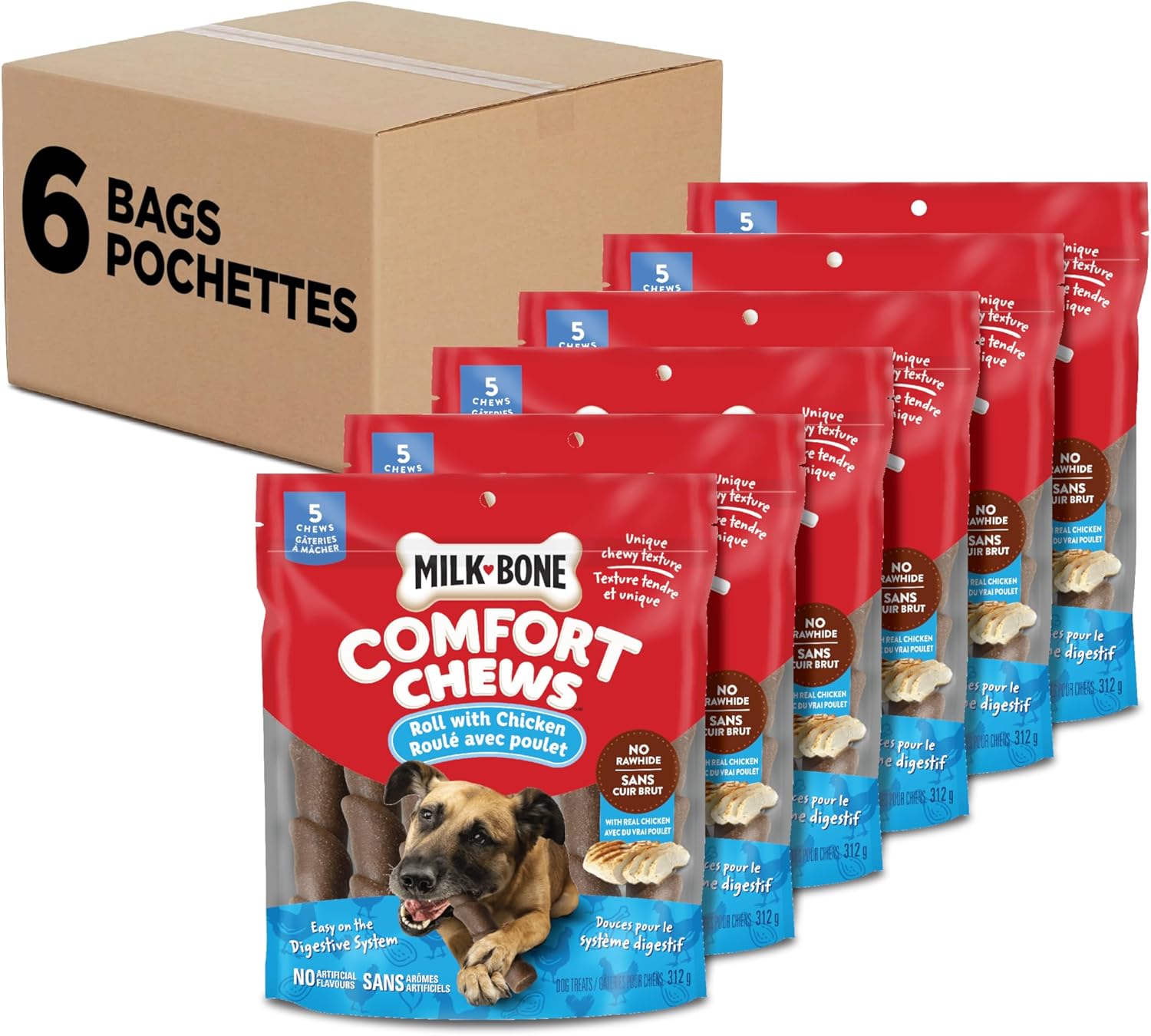 MilkBone Comfort Chews Dog Treat, Roll with Chicken, 312g, Pack of 6 Amazon.ca Pet Supplies