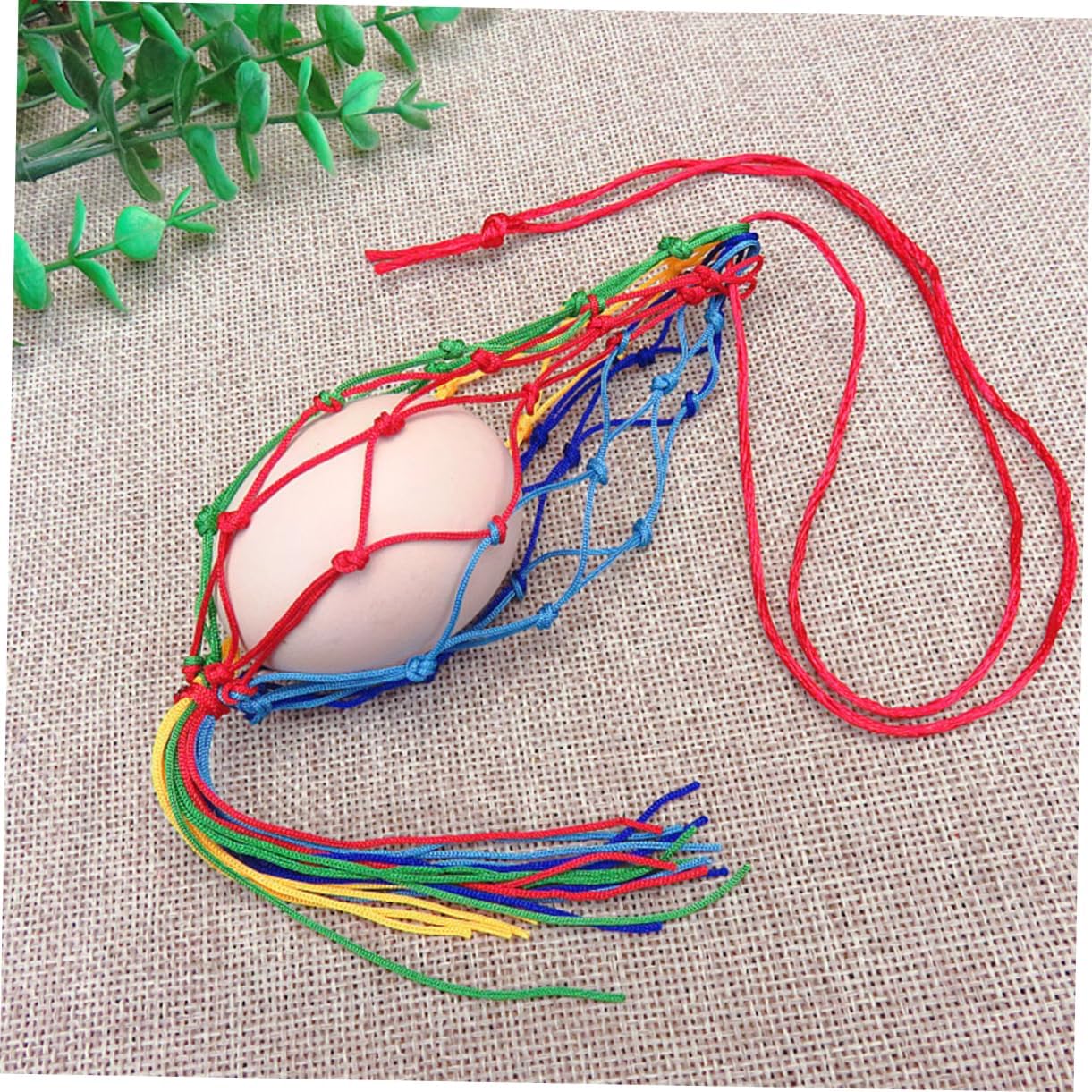 Ciieeo 10 Pcs Egg Bag for Coloring Brown Woven Fill Bags Shells Assorted Colorful Eggs Reusable Decorating Rattan Key Decorations Easter Egg Decor Polyester image 4