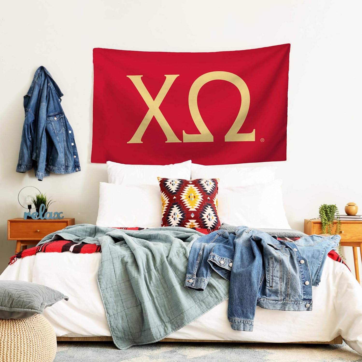 Alpha Sigma Tau Sorority Greek Letters Flag, Two-Color Design