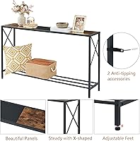 Vista 8 de Tajsoon Mesa de consola de 55.1 pulgadas, mesa de entrada industrial, mesa de sofá estrecha con estantes, mesa de pasillo para entrada, entrada