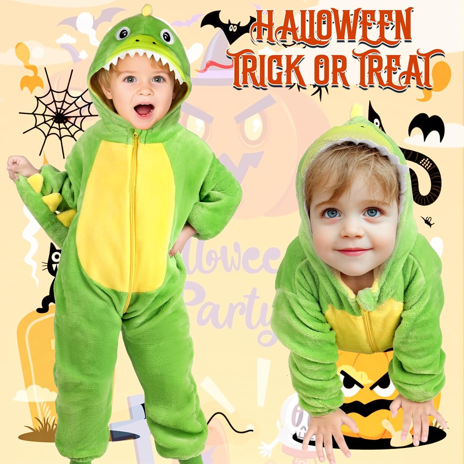 Toddler Baby Animal Costume Kids Toddler Dinosaur Lion Halloween Costume with Tail, Soft Dress Up for Baby Boys Girls 12M-5Y - Image 3