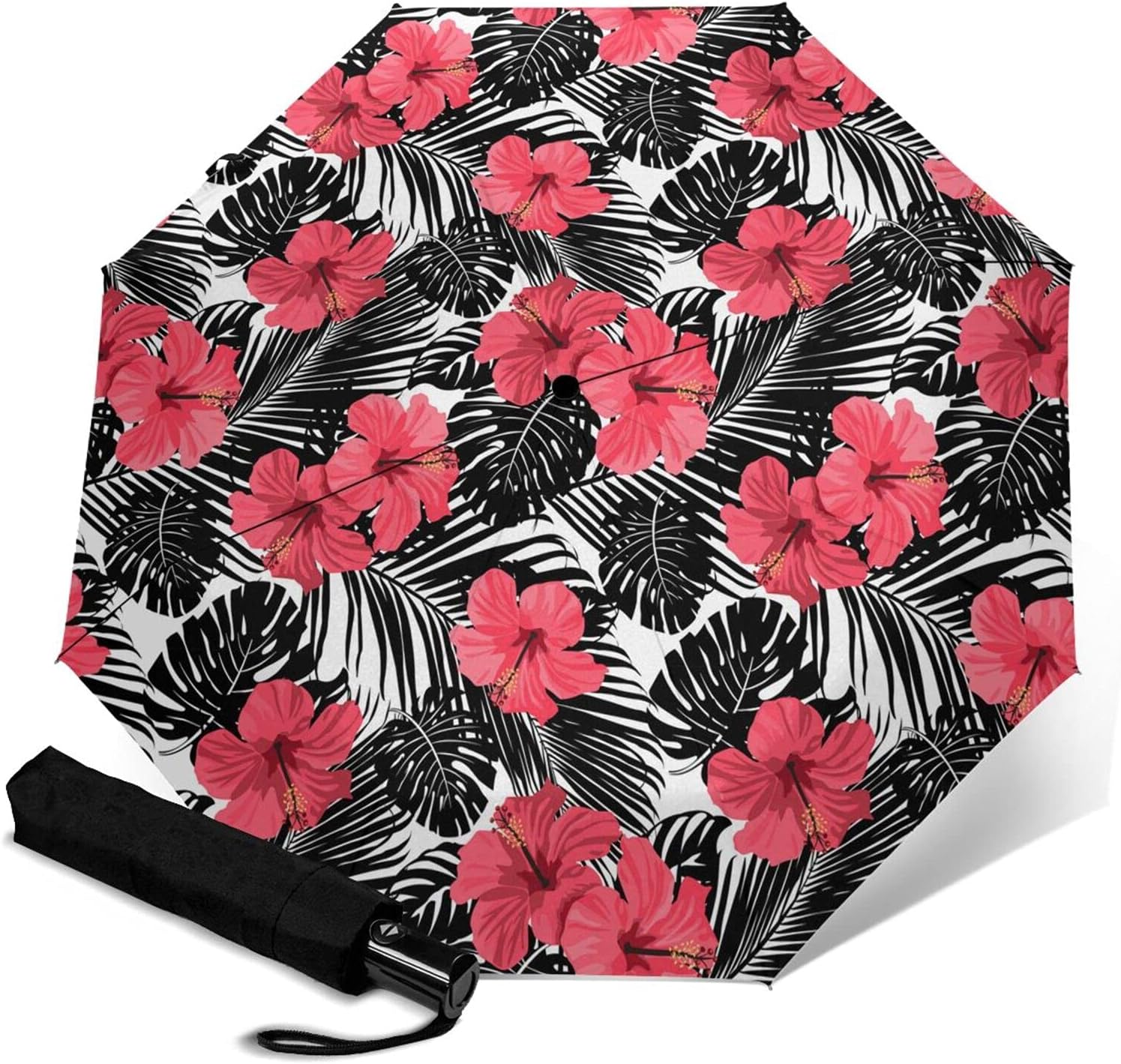 Sombrillas de playa a prueba de agua rojo Hibiscusrainproof paraguas de