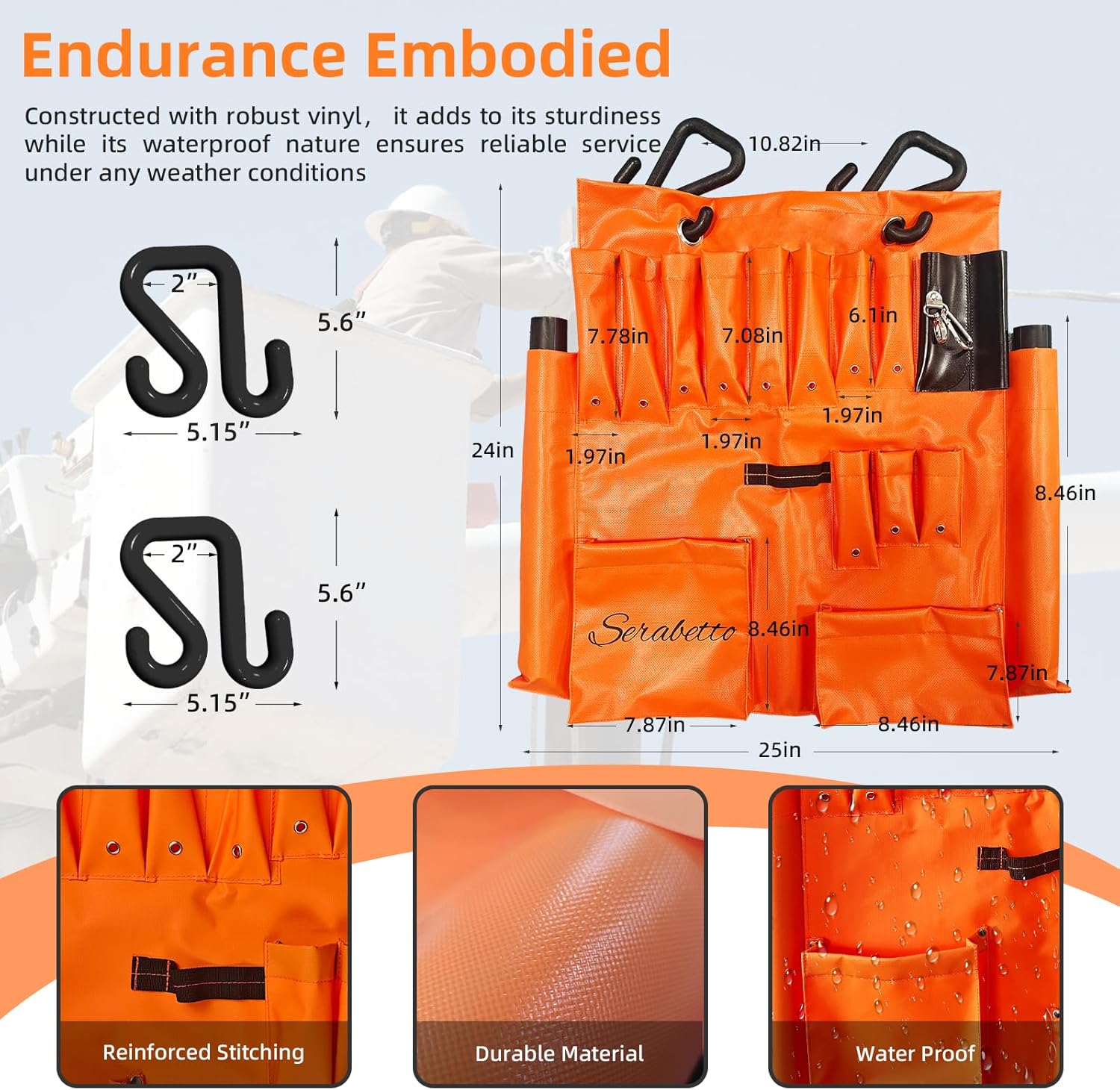 Lineman Tool Board and Apron, Bucket Truck Tools Organizer with Two 2" Hooks