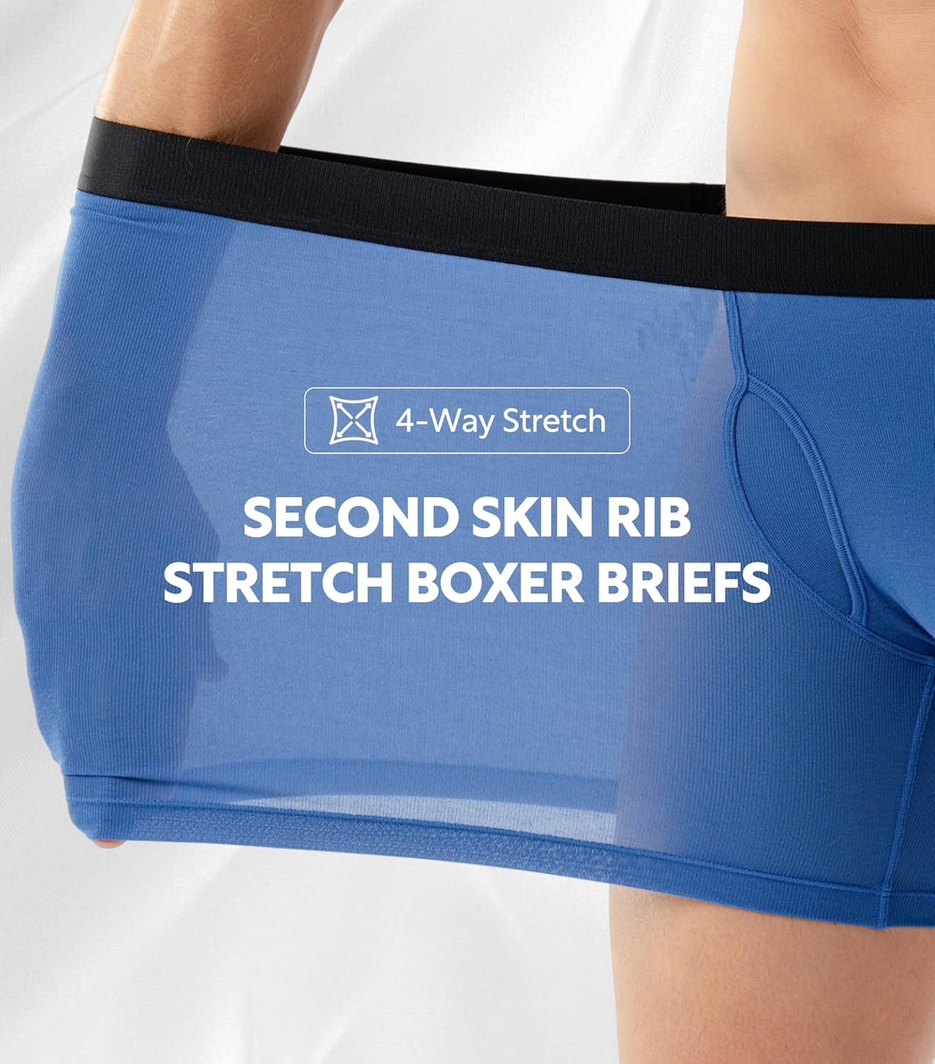 DAVID ARCHY Men's Underwear Modal Knit Texture Breathable, Ultra Soft Stretch Cooling Boxer Briefs with Pouch 4 Pack - Image 3