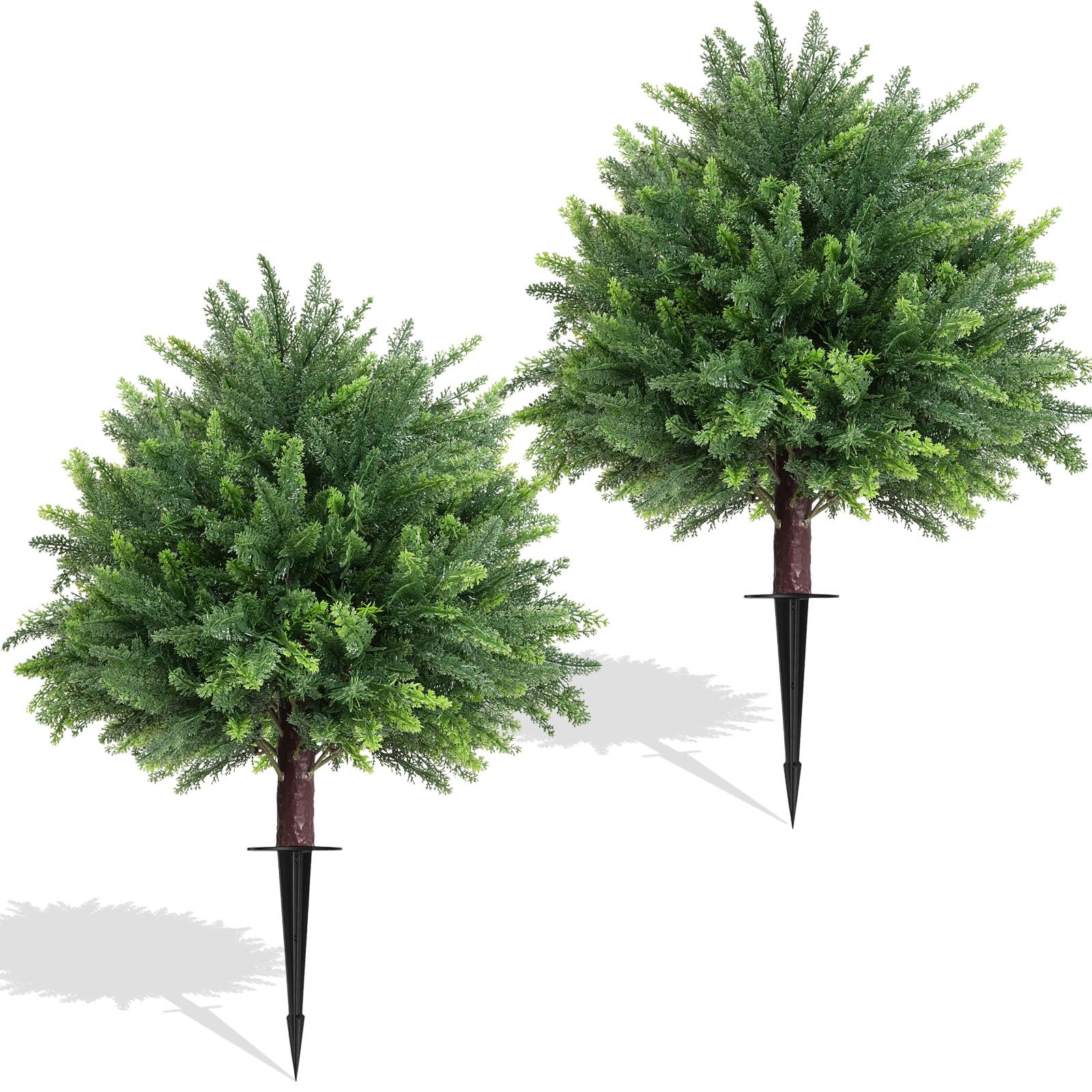 28'' Artificial Cedar Topiary Ball Trees, 2 Set with Ground