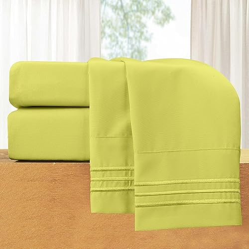 Vista 393 de Elegant Comfort - Juego de sábanas de 3 piezas de lujo de 1500 hilos, calidad egipcia, Microfibra, Blanco, Completo