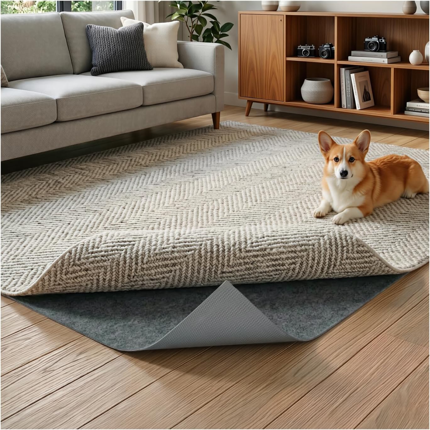 Felt Rug Pad, 2 x 6 Ft Rubber Non-Slip Rug Pad Gripper, Keep Rugs Secure and in Place, Extra Strong Under Carpet Mat Cushion - for All Floors