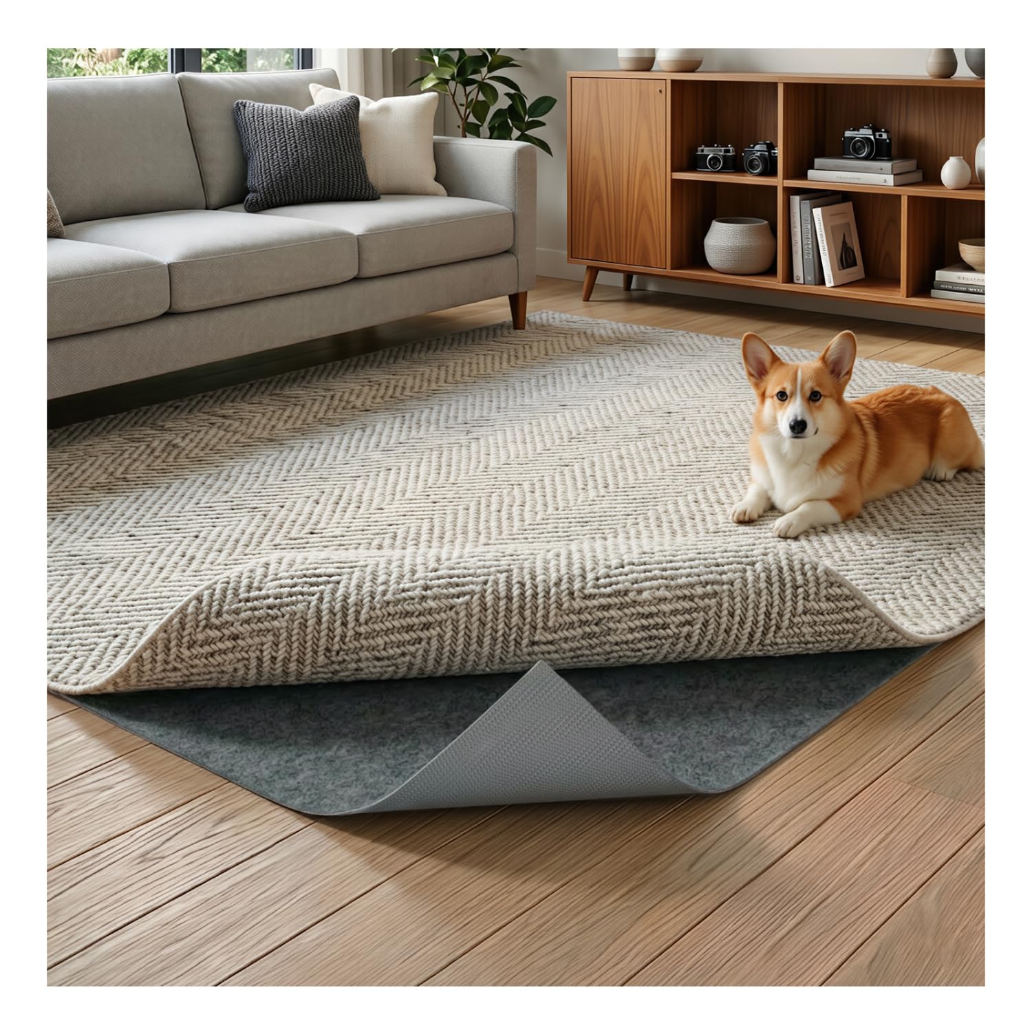 Comfypad - Felt Rug Pad, 10 x 14 Ft Rubber Non-Slip Rug Pad Gripper, Keep Rugs Secure and in Place, Extra Strong Under Carpet Mat Cushion - for All