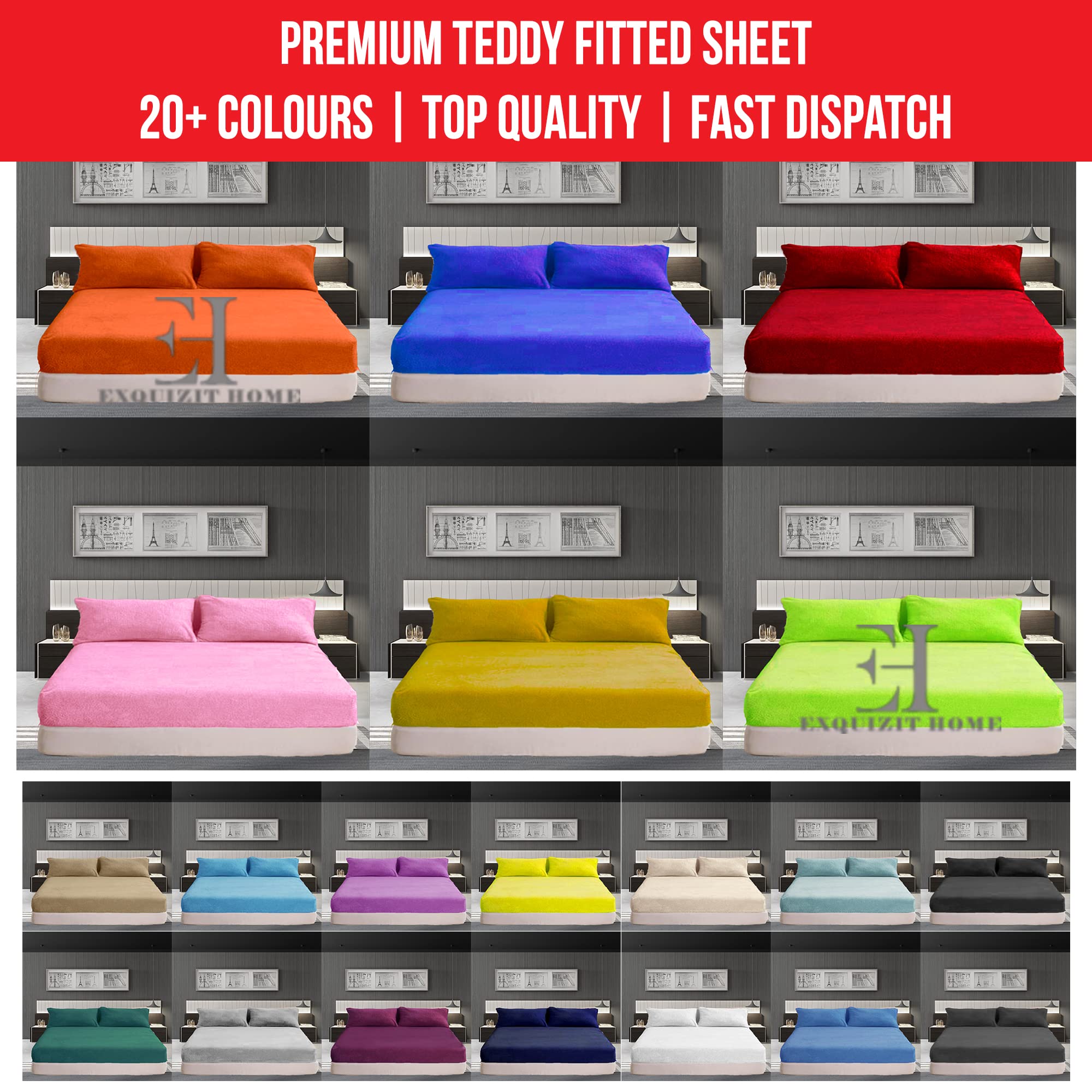 EXQUIZIT HOMEยฎ Teddy Fleece Extra Deep Fitted Sheet 30cm, Super Soft Teddy Bear Thermal Fitted Bed Sheet - Image 3