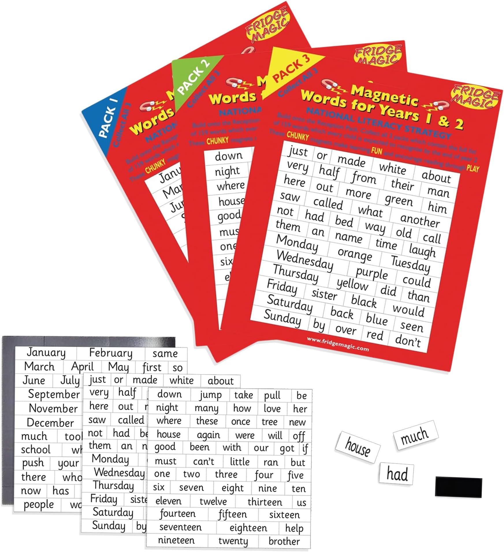 National Literacy Strategy Magnetic Words for Years 1&2 TRIPLE PACK (Packs 1, 2 & 3) Key Stage 1