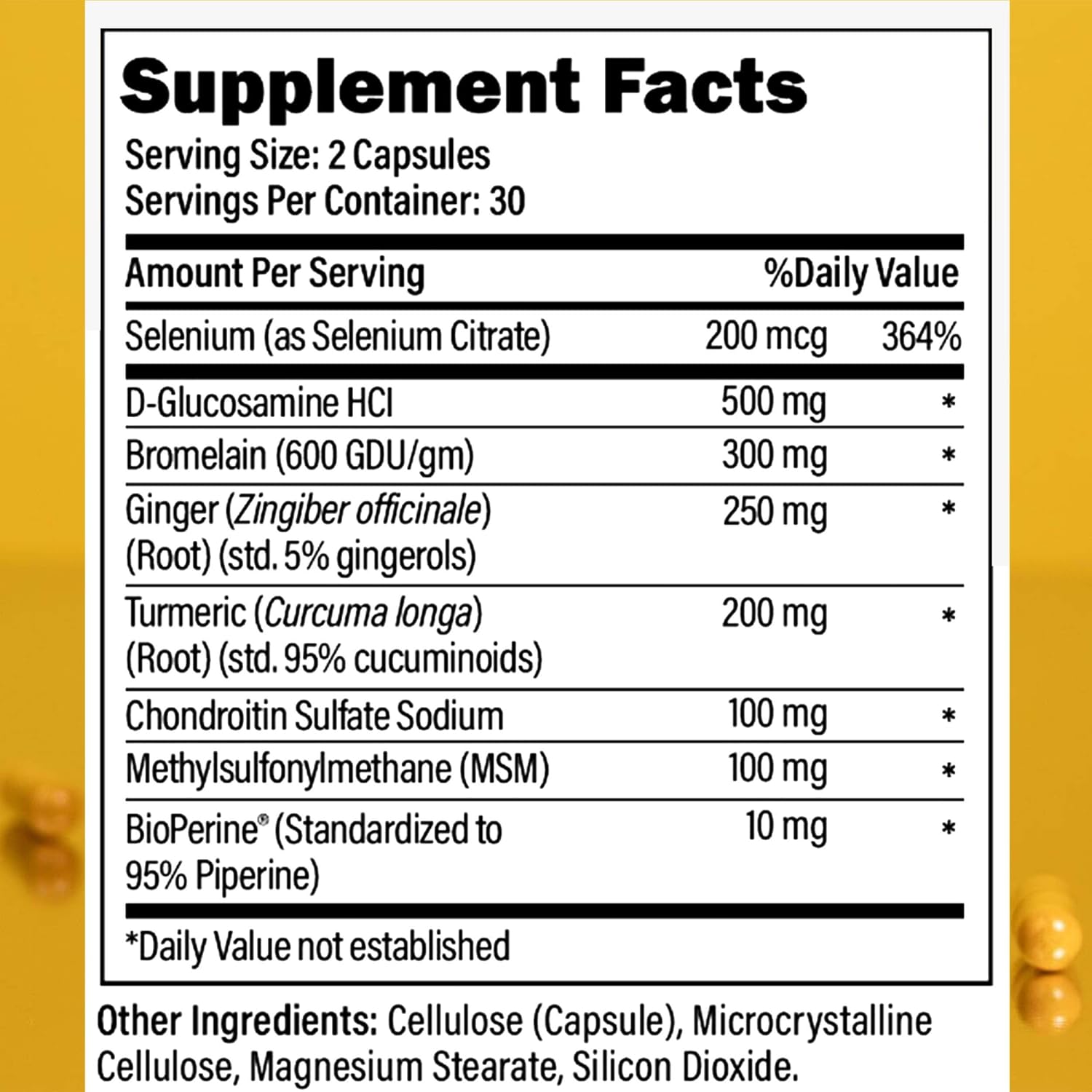 Total Joint Support Supplement - Joint Supplements for Men | Glucosamine, Chondroitin, Selenium & Bromelain | 60 Capsules, Joint Supplement Made in USA - Image 2