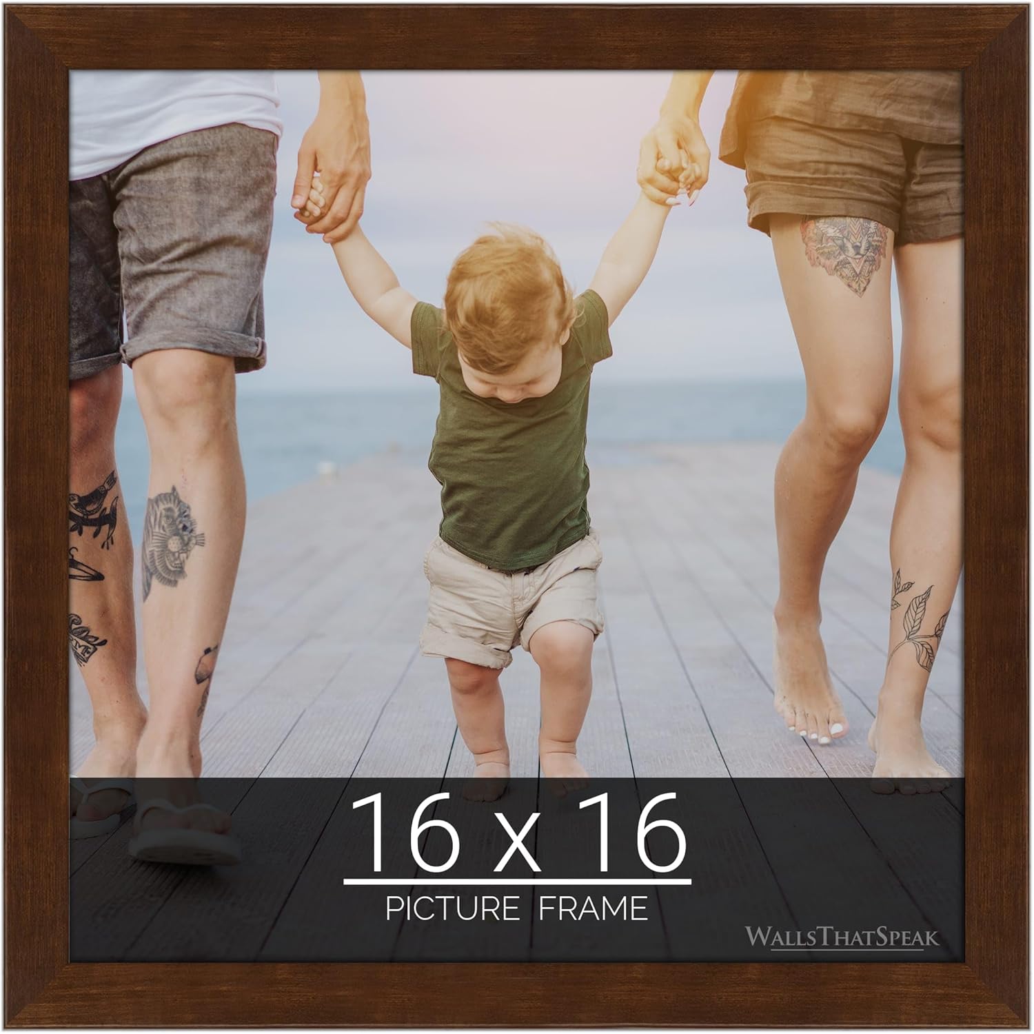 wallsthatspeak 16x16 Mocha Walnut Picture Frame for Puzzles Posters Photos or Artwork