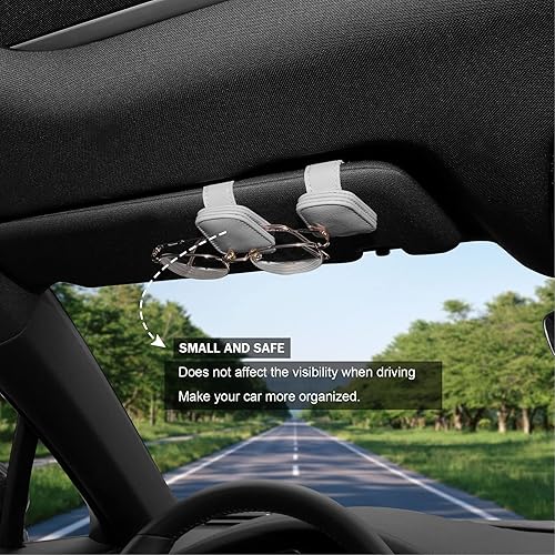 Miniatura 7 de Jimtyee 2 Pack Sunglass Holder for CarMagnetic Leather Eyeglass Hanger Clip for Car Sun VisorCar Sunglass Holder Organizer Car Visor Accessories