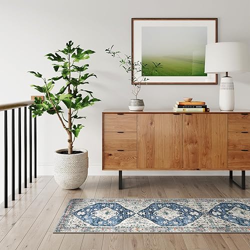 Miniatura 421 de Lahome Tapete tribal bohemio, pequeño, suave, antideslizante, lavable, de pelo corto, para piso en puerta, interior, entrada, baño, silla, Verde