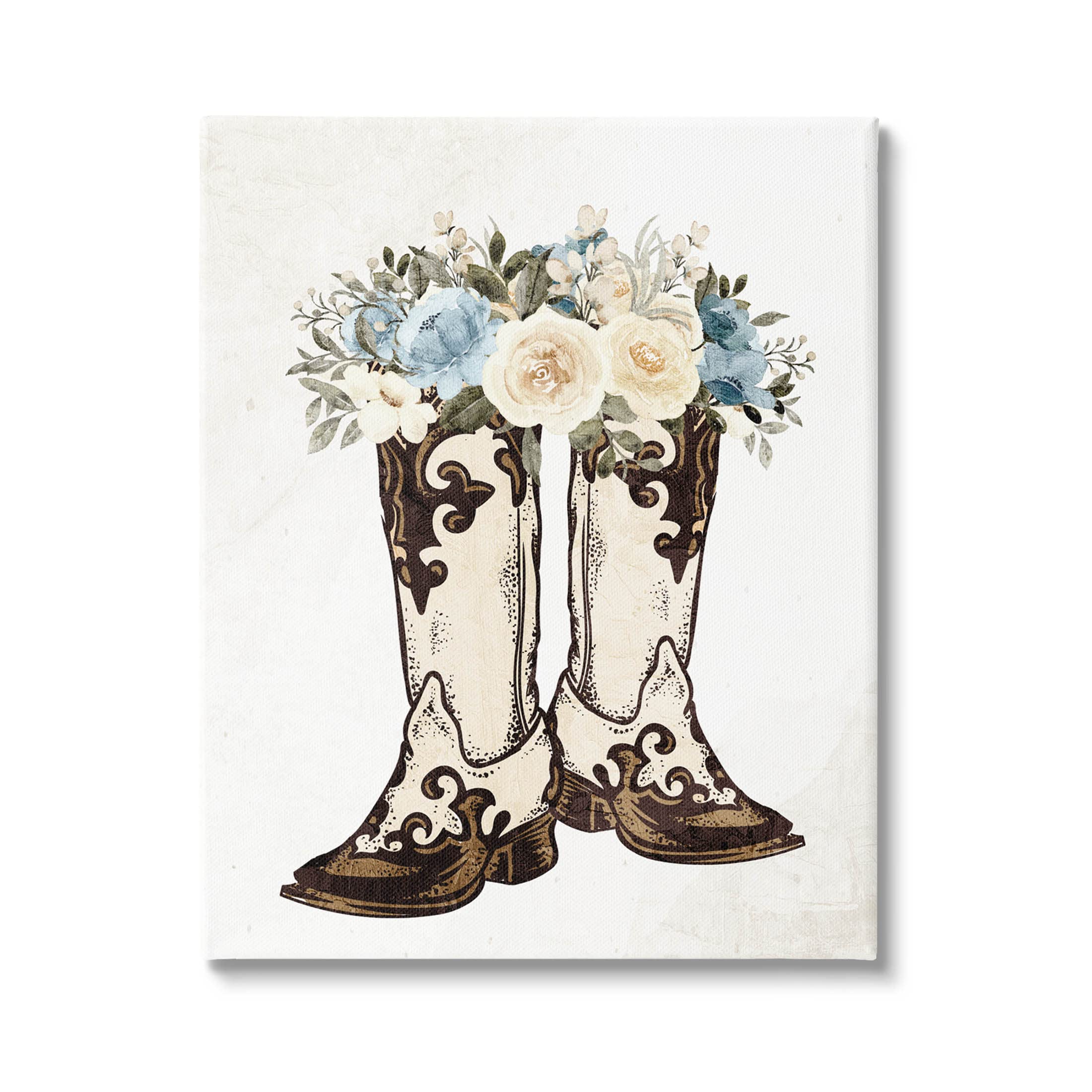 Stupell Industries Cowboy Boot Mixed Flower Bouquet Canvas Wall Art, Design by Kim Allen