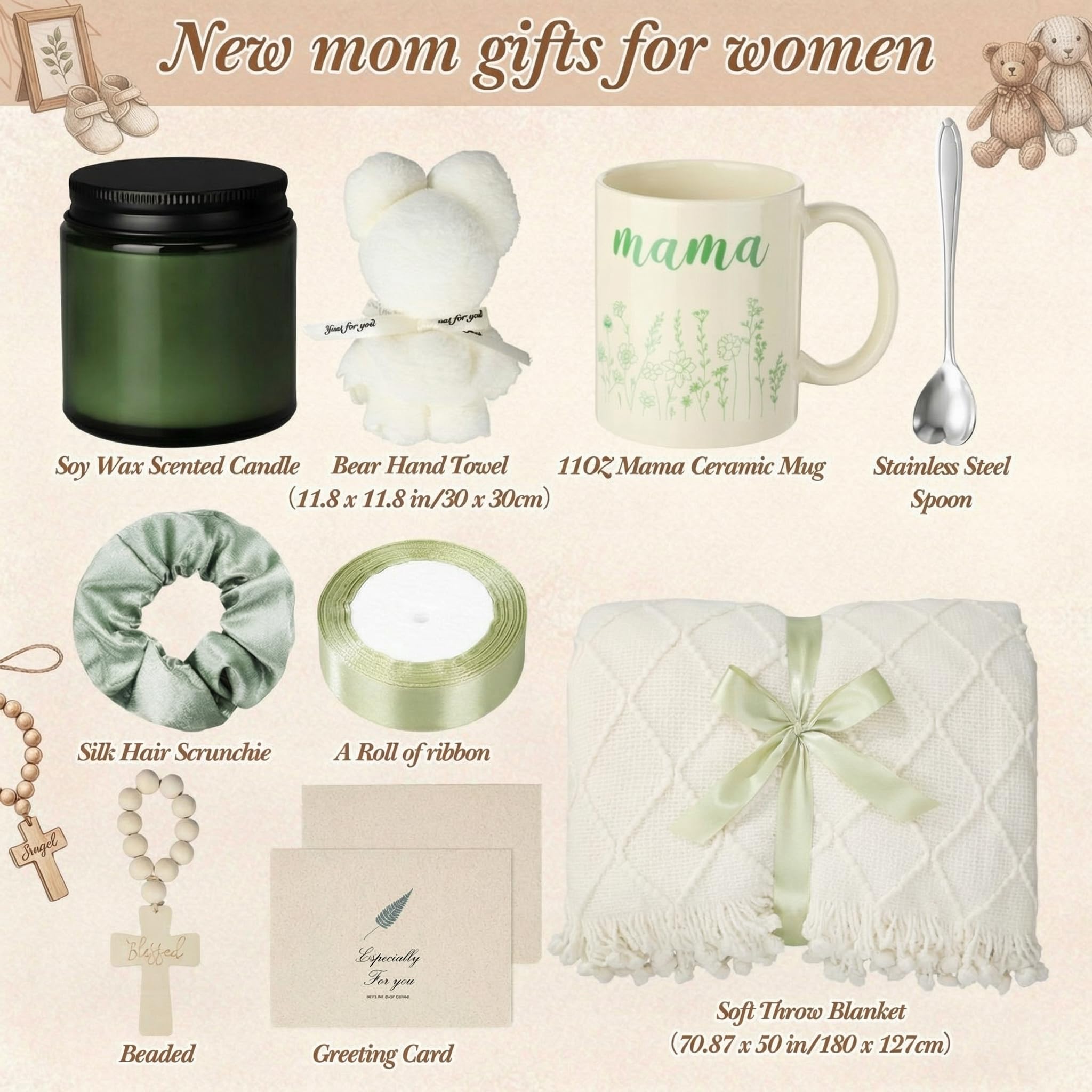Pacchetto per la cura della mamma dopo il bambino, set regalo per la gravidanza per la mamma in attesa con coperta, tazza per mamme per essere baby shower primo giorno della mamma donne