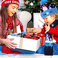 Vista 7 de Juego de 4 sombreros de Navidad con luz LED y bufanda iluminada, gorro de punto de Navidad, bufanda LED