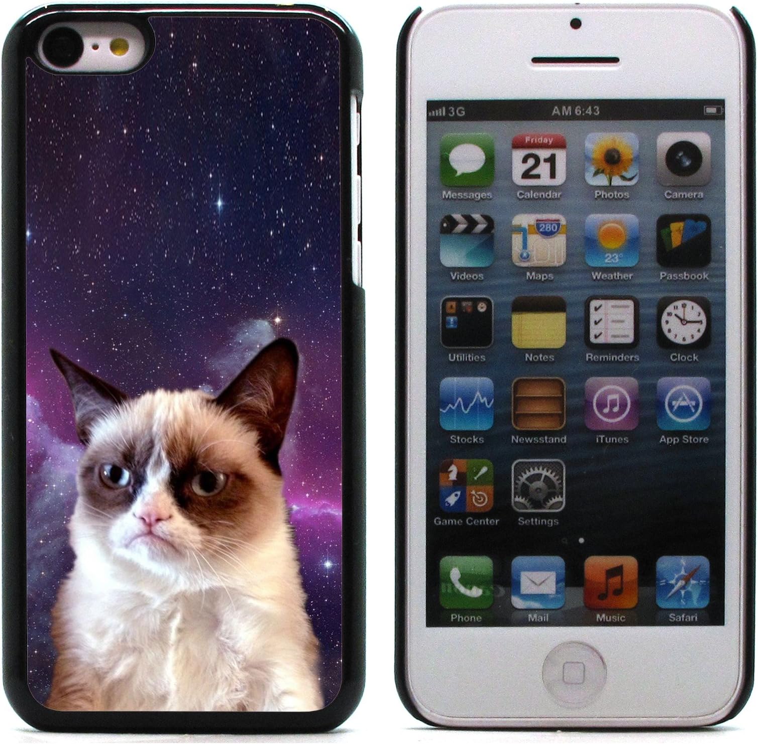 Graphic4You Cute Funny Grumpy Cat In Space Animal Design Hard Case Cover for Apple iPhone 5C