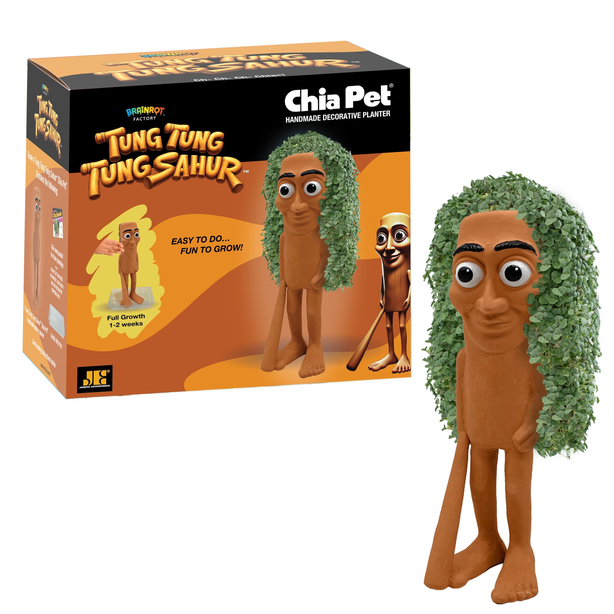 Chia Pet Tung Tung Sahur Brainrot with Seed Pack, Decorative Pottery Planter, Easy to Do and Fun to Grow, Novelty Gift, Perfect for Any Occasion