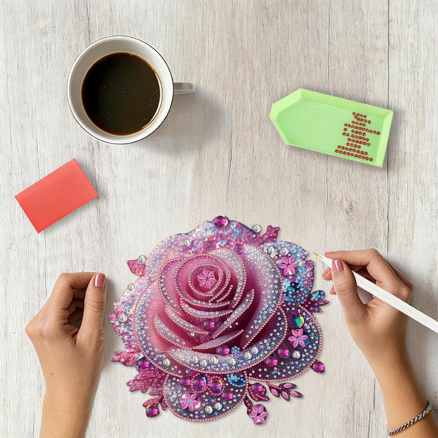 STGLCR Hanging Rose Diamond Art Kits for Adults - Flower Acrylic Board Double Sided Pattern Diamond Painting Suncatcher Pendant Floral, Crystal Art for Home Wall or Window Decoration Handmade Gift