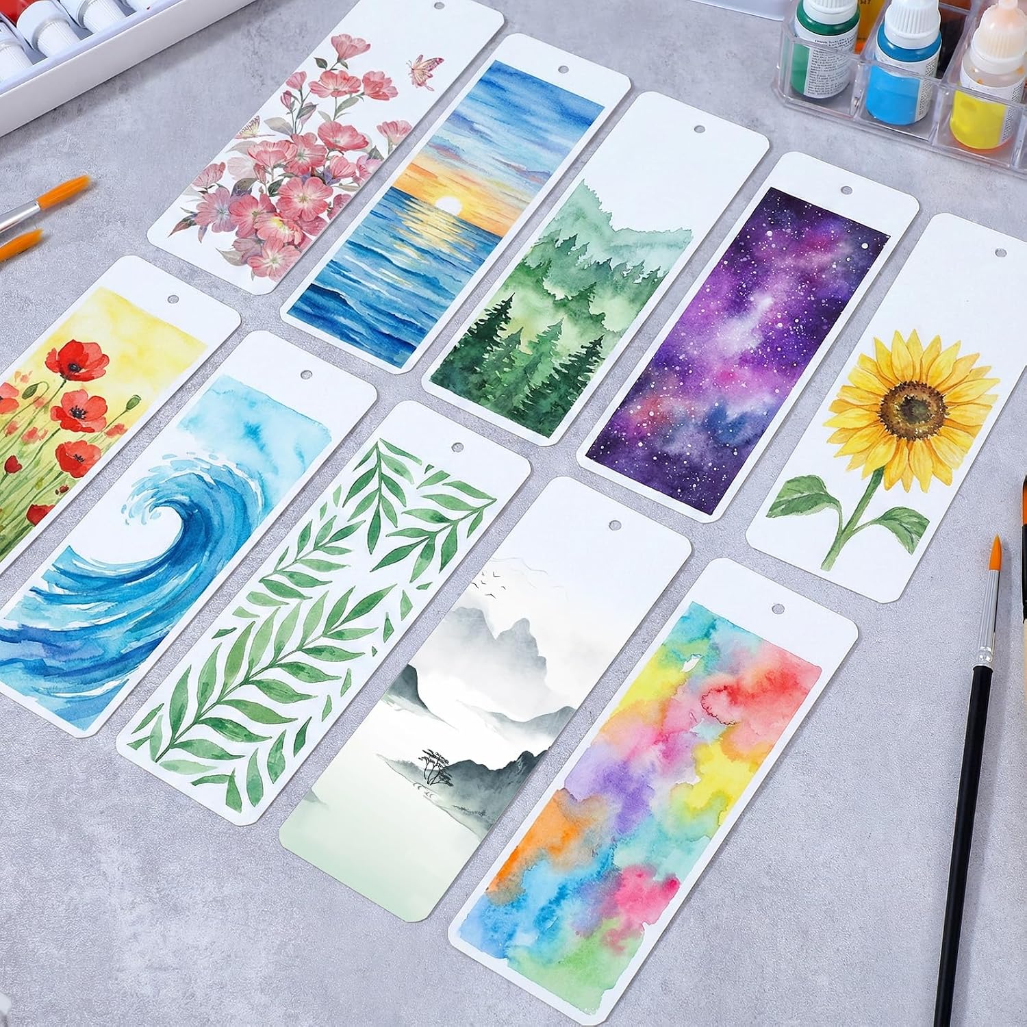 50 Pcs White Watercolor Paper Cards DIY Bookmarks Bulk 5.9" X 1.96" Watercolor Paper Blank Bookmarks Gift Bookmark Painting Drawing DIY Craft for Art Projects Kids Student Wet,Dry & Mixed Media