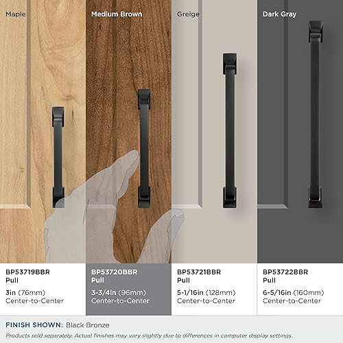 Miniatura 2 de Amerock  Mango de gabinete  Bronce ennegrecido  3-34 pulgadas (96 mm) de centro a centro  Westerly  paquete de 1 unidad  Jaladera de cajón  Asa de