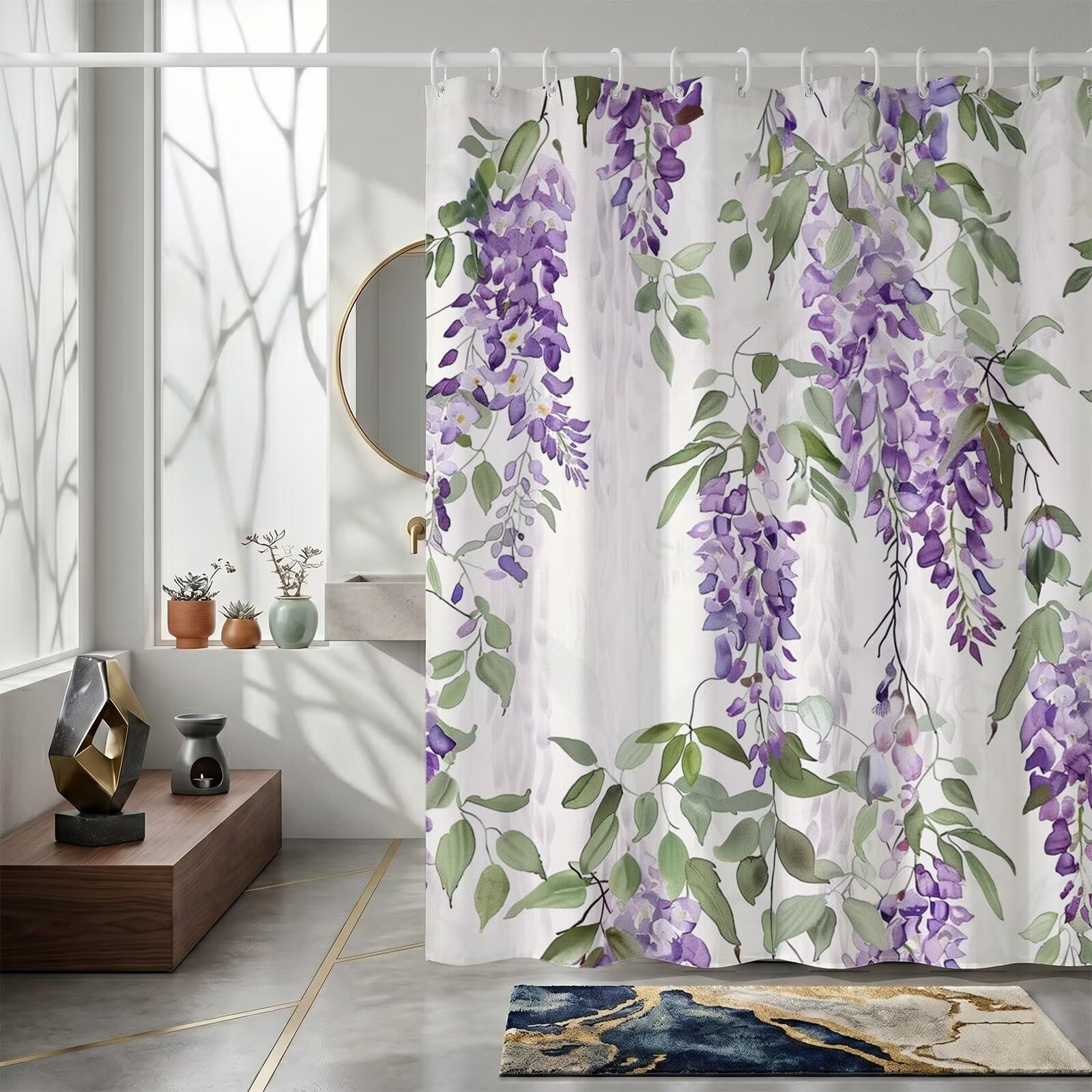 Rideau de douche 120x180cm violet en tissu polyester imperméable