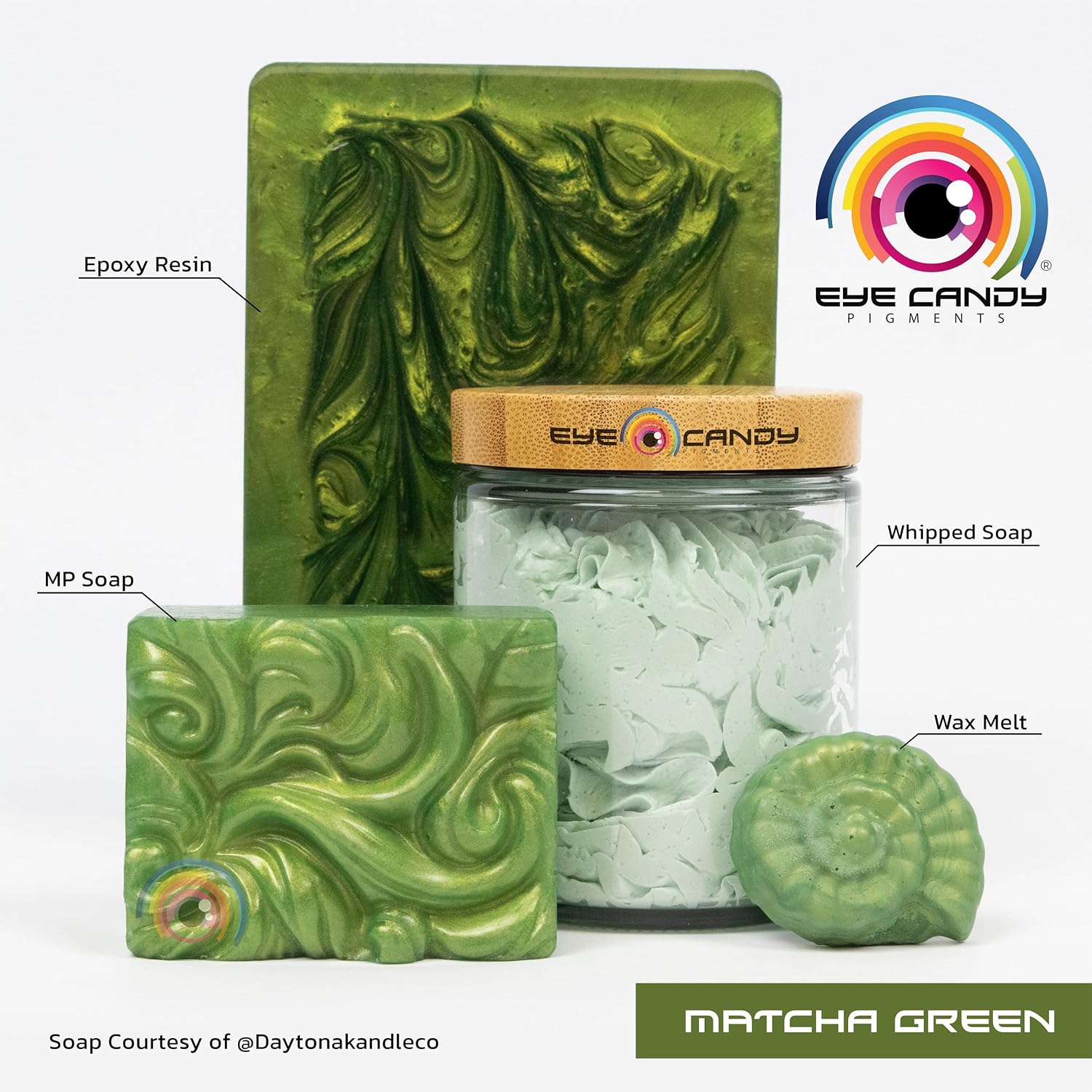 Eye Candy Pigments Premium Green Mica Powder - Matcha Green (25gr) - for Epoxy, Resin, Soap, Paint, Woodworking, Acrylic Pouring, Bath Bombs, Fishing Lures - DIY Arts and Crafts Additive