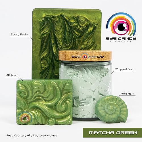 Miniatura 3 de Eye Candy Pigments - Polvo de mica verde de alta calidad, verde matcha (0.88 oz), para epoxi, resina, jabón, pintura, carpintería, vertido acrílico,