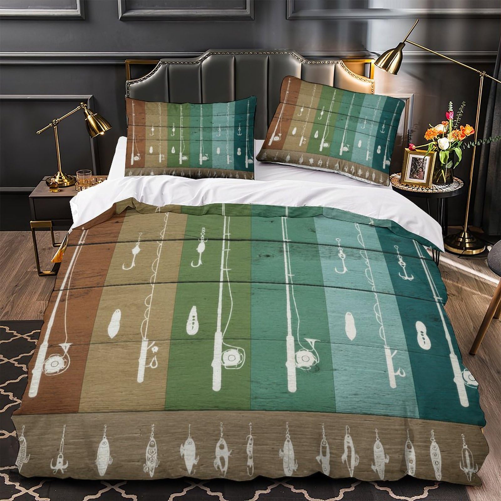 Parure de lit pêche vintage King housse de couette imprimée 3D