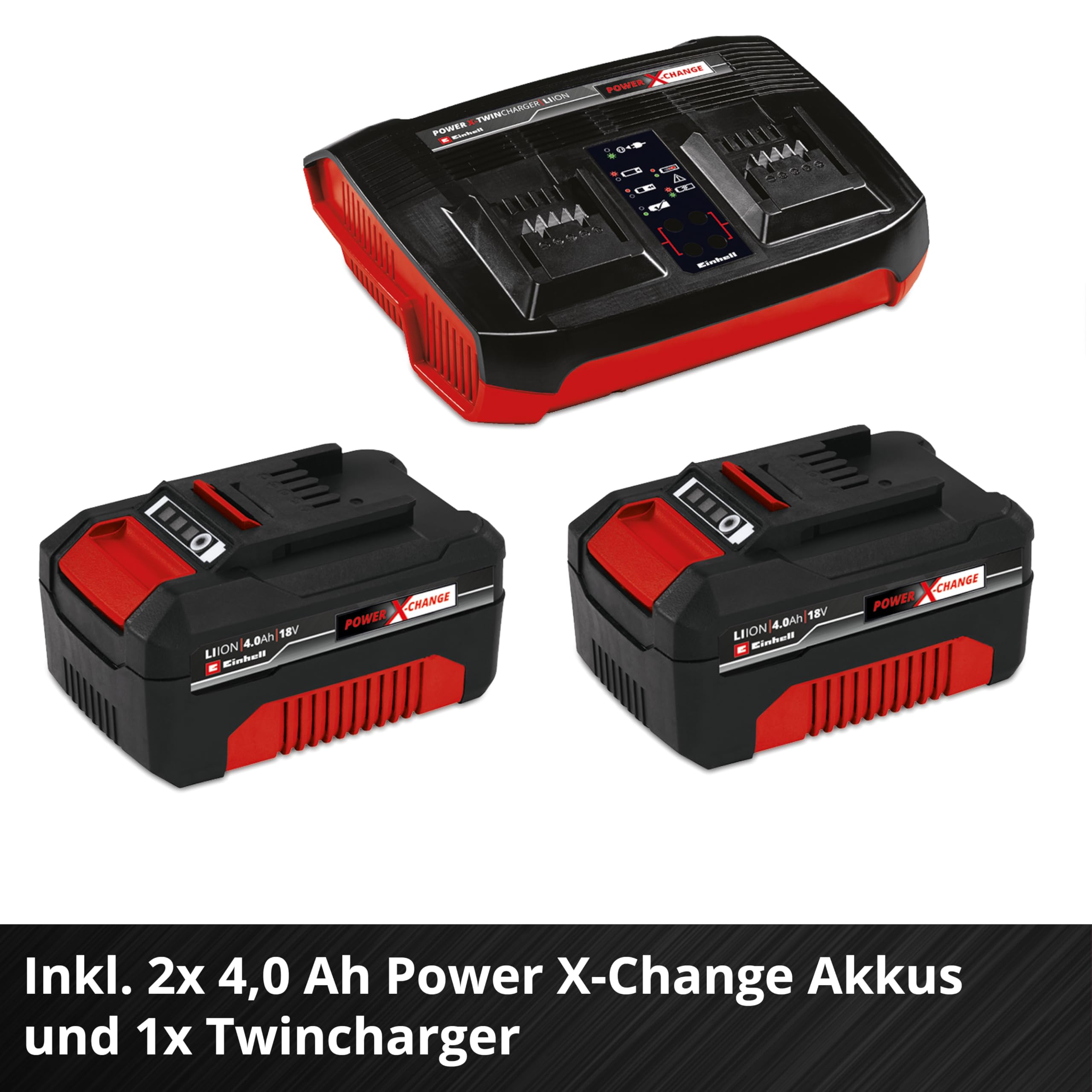 Einhell Akku-Rasenmäher RASARRO 36/42 Kit Power X-Change (36 V, 42 cm Schnittbreite, bis 550 m², Brushless, Mulchfunktion, 50L Fangkorb, inkl. 2X 4,0 Ah Akkus + Ladegerät)