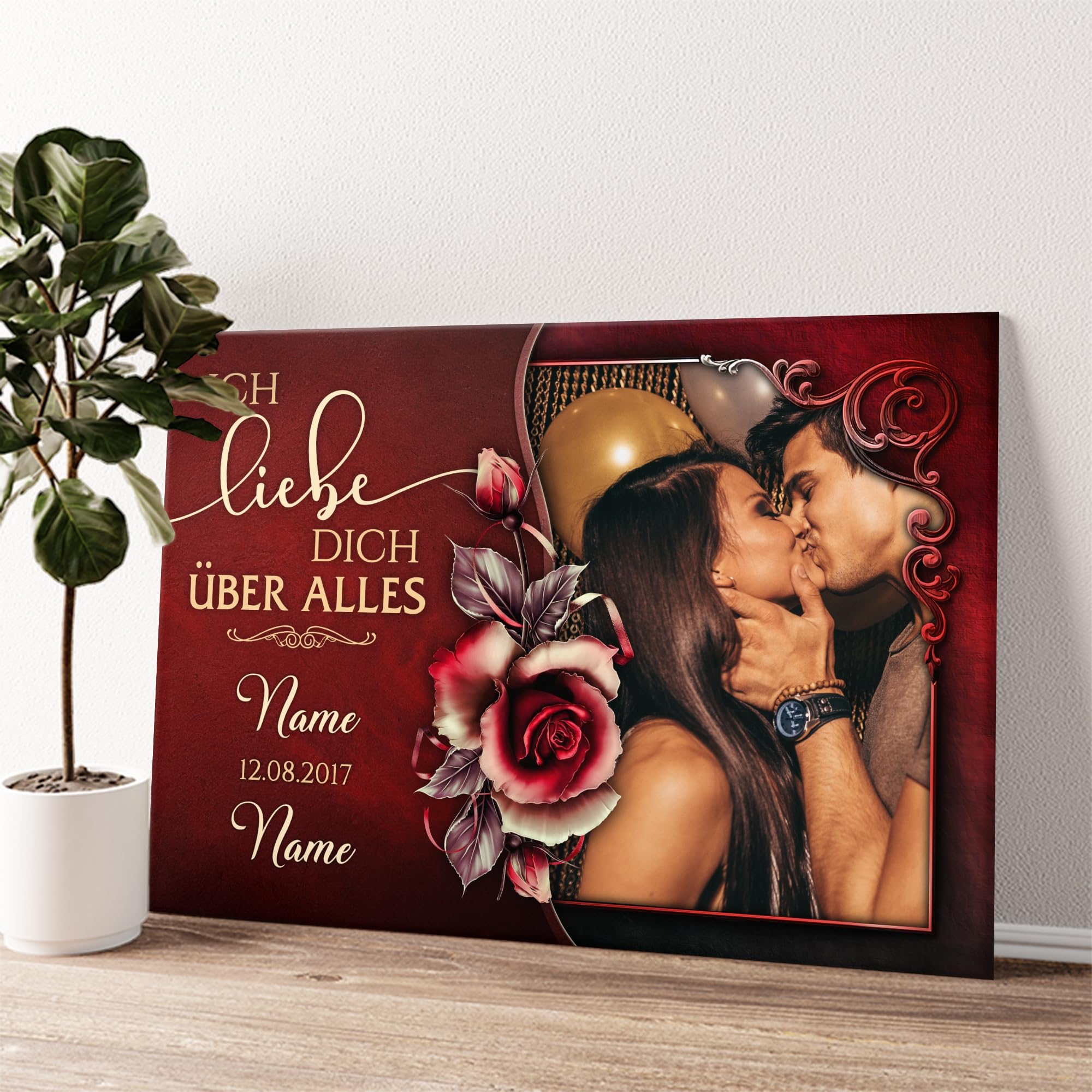 Liebesleinwand Das sind wir Fotoleinwand: Ich Dein, Du mein | Leinwandbildmit Foto, Namen und Datum | Wandbild gestalten | Jahrestag Geschenk für Frau Freundin Mann Freund