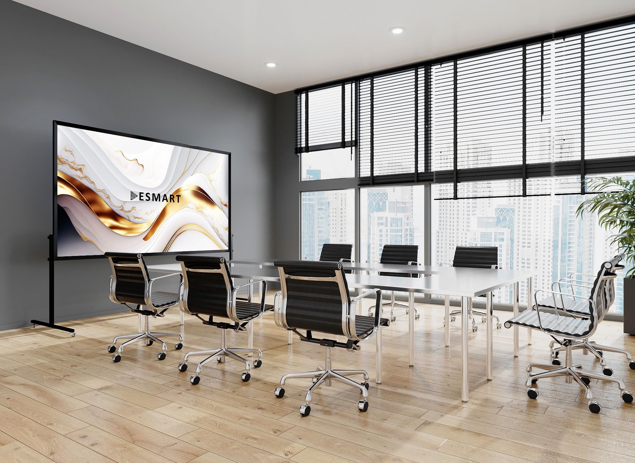 ESMART Economia EXA Schermo a cornice pieghevole 271 cm (266 x 149 cm 16:9) | Superficie visiva 266 × 149 cm, formato 16:9, telo bianco per home cinema e presentazioni, telaio pieghevole mobile