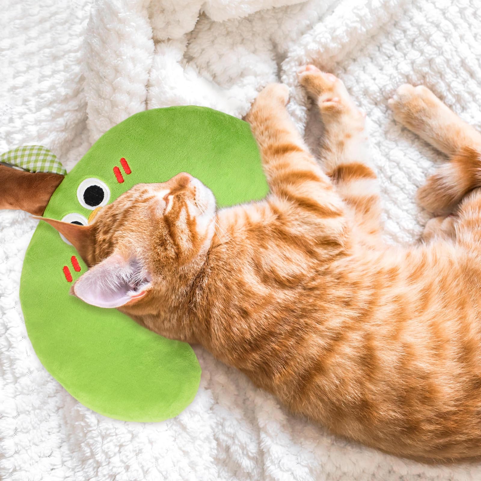 Suave Almohada de Felpa para Mascotas, 30x23 cm Almohada Bonita para Mascotas, Almohada para Perros Lavable, Ergonómico Almohada para Mascotas con Soporte para el Cuello, para Sueño Tranquilo(Verde)