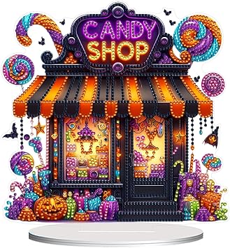 VODAPYC Halloween Candy Shop Diamond Art Tabletop Kits for Adults