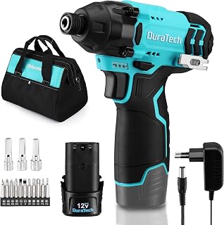 DURATECH Visseuse à Choc sans Fil 12 V avec Batterie 2,0 Ah, Tournevis Electrique, Couple de 100 N.m, 2400 tr/min, Mandrin Rapide 6 mm, Lampe LED et Chargeur, Vitesse Variable