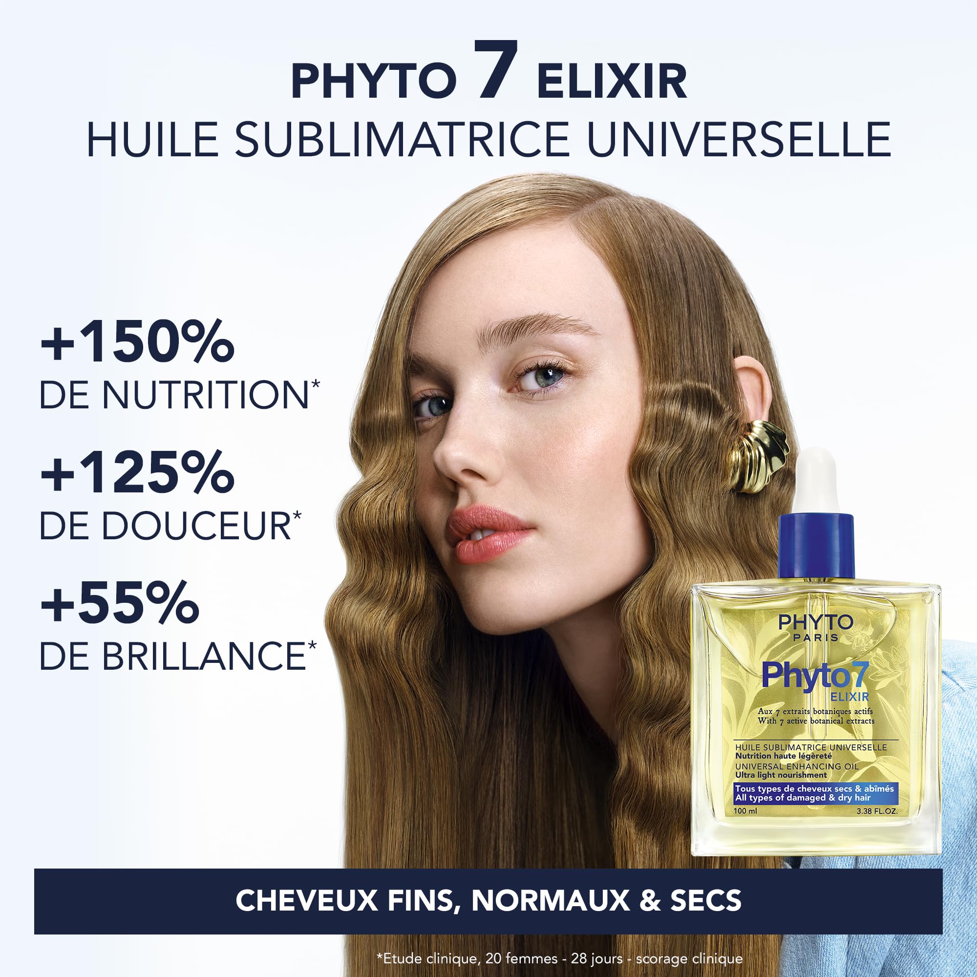 Phyto Paris - Phyto 7 - Uniwersalny olejek sublimacyjny 100 ml - Olejek do włosów cienkich i bardzo suchych - Wielofunkcyjna pielęgnacja: odżywianie, stylizacja, wykończenie - 99% naturalnych