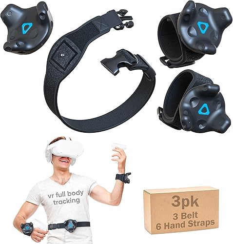 Skywin VR Tracker Belt and Tracker Strap Bundle for HTC Vive System Tracker Pucks - 3 Pack Adjustable Belt and Hand Straps for Waist and Full-Body