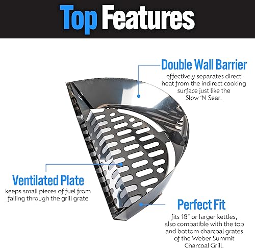 Miniatura 3 de Slow 'N Sear Cesta de carbón de acero inoxidable para parrillas de carbón de 18" de SnS Grills
