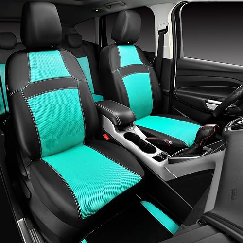 Miniatura 8 de CAR PASS Juego completo de fundas de asiento de automóvil de malla de aire 3D y 4 alfombrillas impermeables para piso de automóvil con esponja