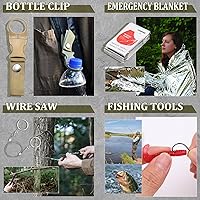 Vista 5 de Regalos para hombres, papá, marido, novio, él, kits de supervivencia, equipo de supervivencia 14 en 1, artículos esenciales para camping