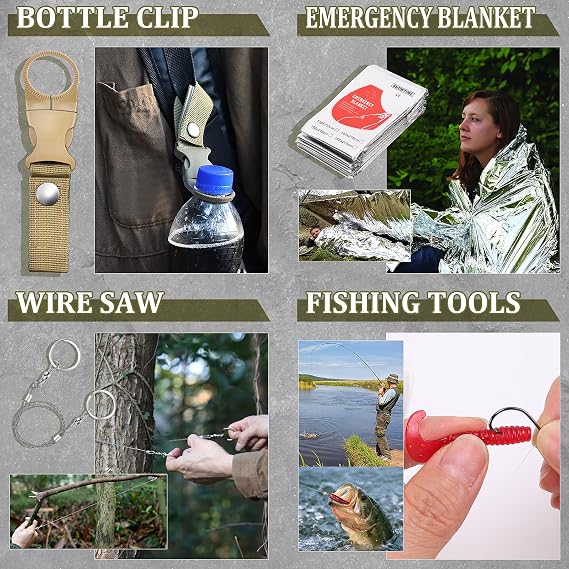 Gifts for Men Fathers Day Dad Husband Boyfriend Him, Survival Kits, 14 in 1 Survival Gear Camping Essentials Cool Gadgets for Camping Hiking Wilderness Adventures and Disaster Preparedness