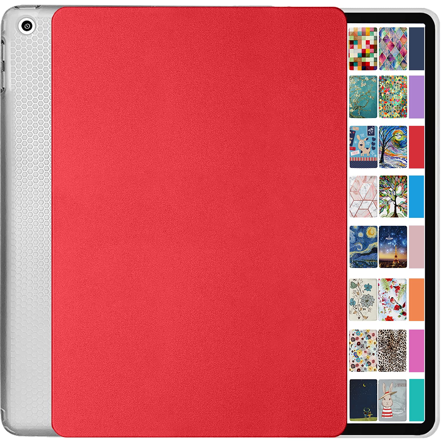 iPad 9 2021 iPad 8 2020 iPad 7 2019 10.2 Inch [iPad 9th 8th 7th Gen ] A2602 A2604 A2270 A2197 A2603 A2428 A2429 UltraSlim Shock Absorbant Flexible TPU Protective Clear Case - Red