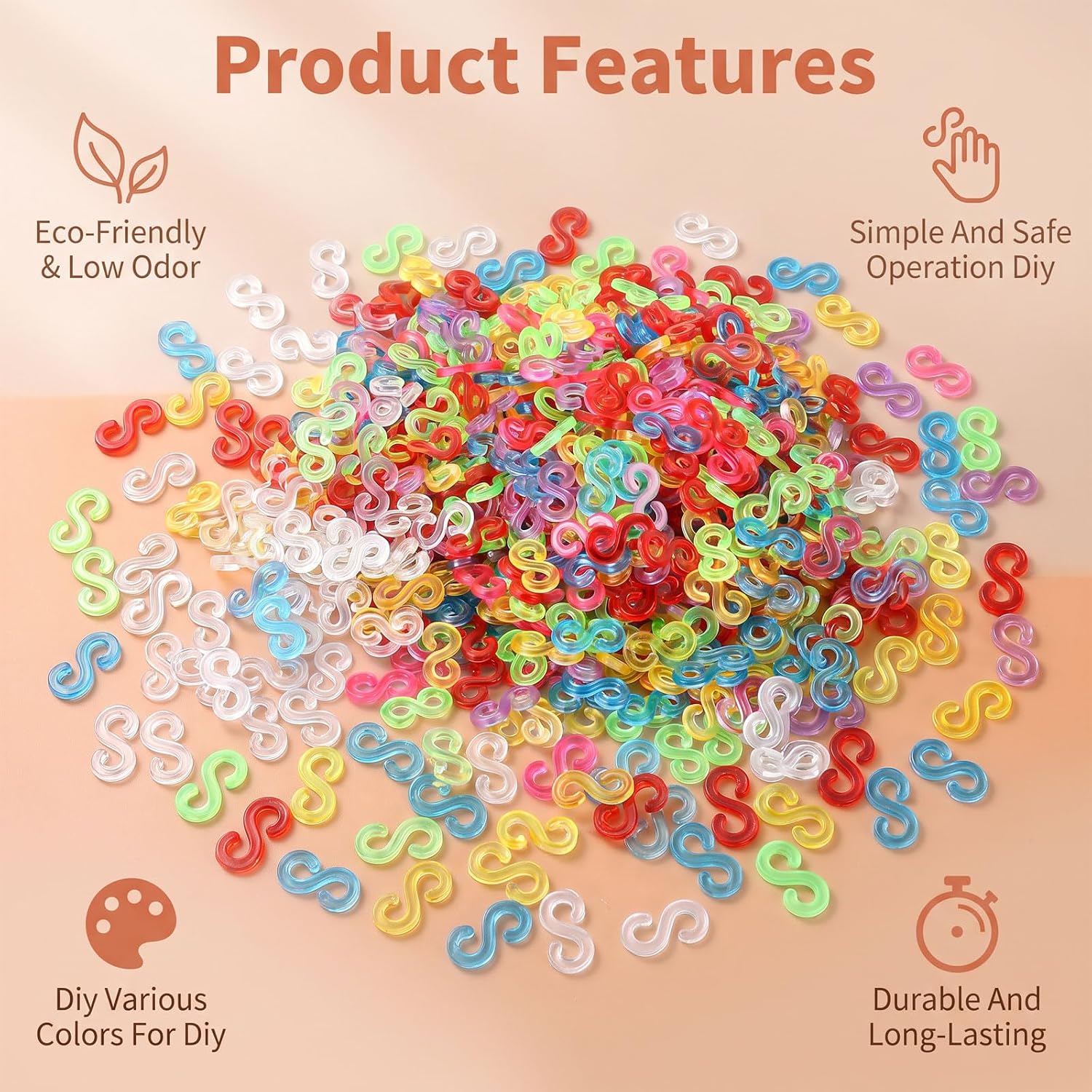 KFHENSOMR 1200 S Clips Rubber Band Clips S Clip Plastic Bracelet Connector