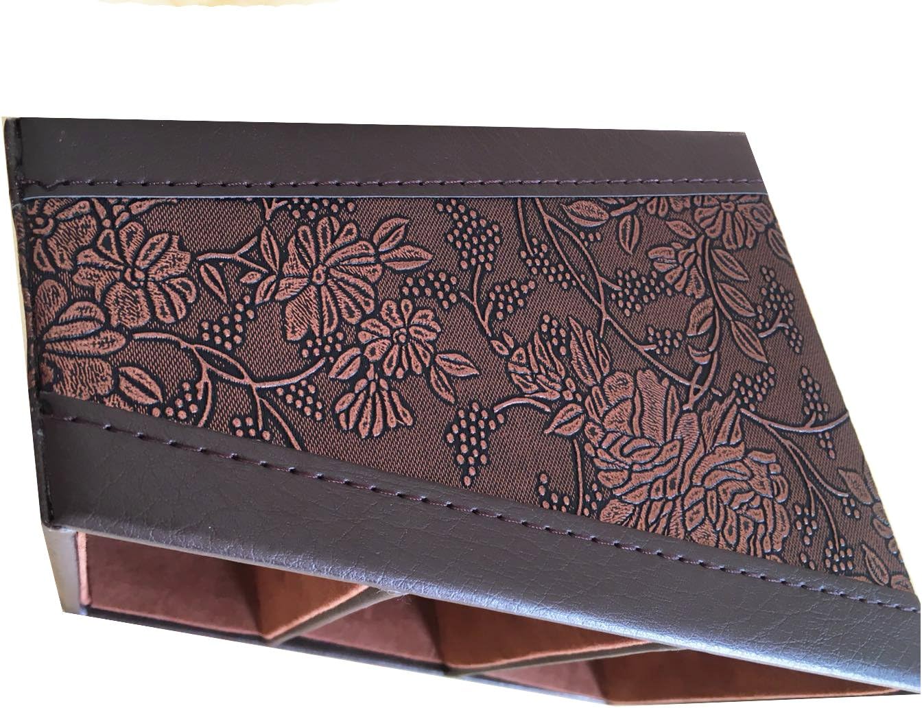 Polkar 3 Slot Compartments Multifunctional PU Leather Remote Control/Controller TV Guide/Mail/CD Organizer/Caddy/Holder (Retro Flower)