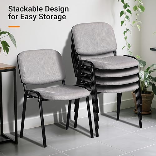 Miniatura 6 de VINGLI Sillas apilables para sala de espera, paquete de 5 sillas apilables de malla para iglesia para conferencias, para invitados de oficina y