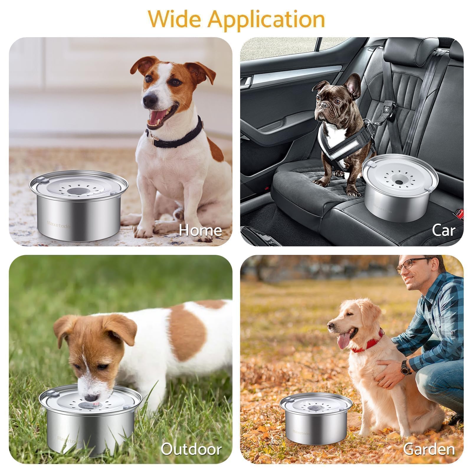 Bebedero Perro Antigoteo 4L de Aceros Inoxidables Anti Salpicaduras y Antideslizante Diseño Desmontable para Mascotas con Reemplazables Incorporadas de Materias Primas