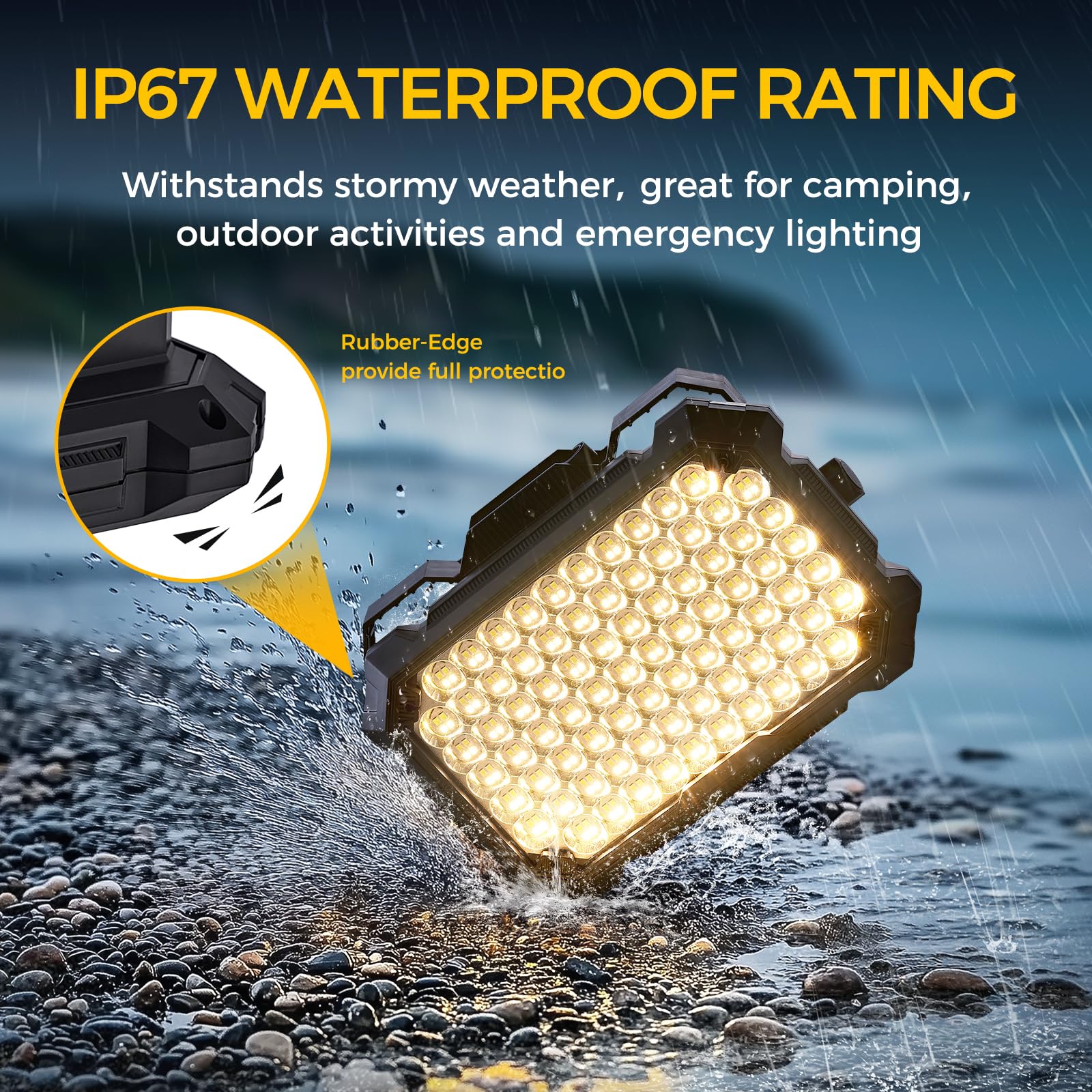 Lanterna da campeggio solare a LED, luci da campeggio portatili, ricaricabili tramite USB, 8000 lm, IP67, impermeabili, perfette per interruzioni di corrente, emergenza, uragano, escursionismo