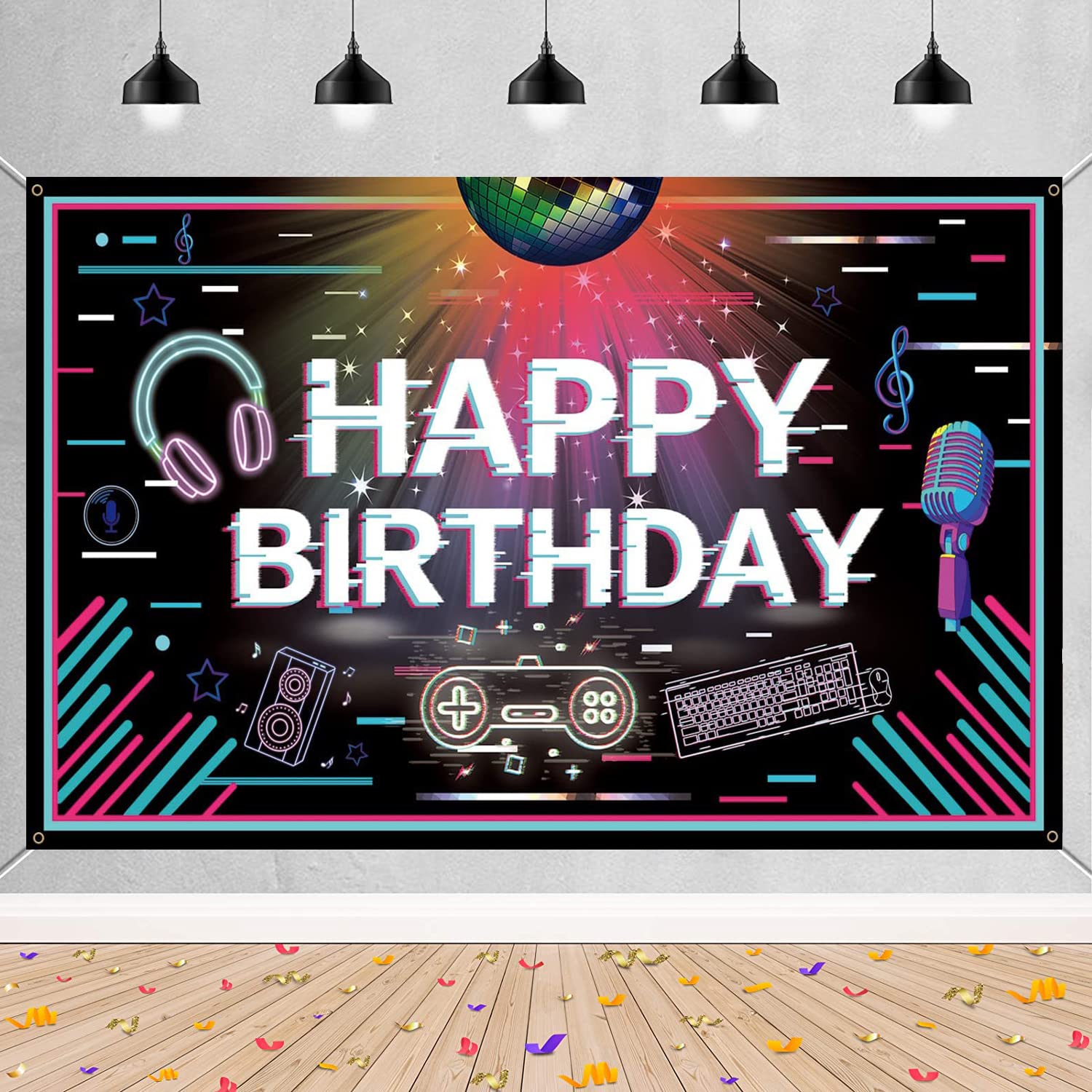 Tik Tok Birthday Party Decorations Music Theme Birthday Backdrop Banner, Tiktok Party Social Media Theme Photo Background, Music Party Decorations for Girl Boy, 6.1ft X 3.6ft